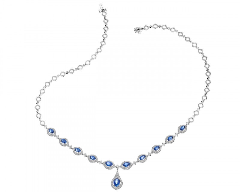 14ct White Gold Necklace with Diamonds - fineness 14 K