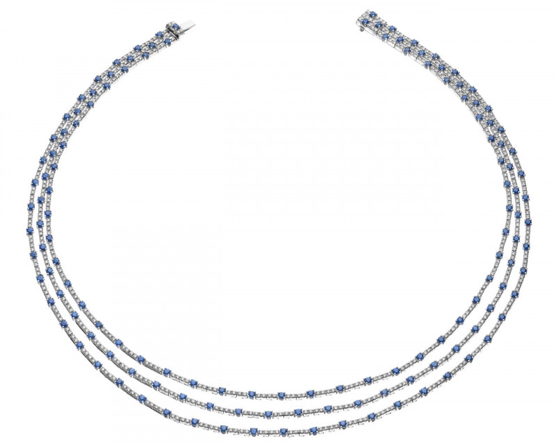 14ct White Gold Necklace with Diamonds - fineness 14 K
