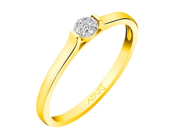 Yellow gold diamond ring 0,02 ct - fineness 9 K