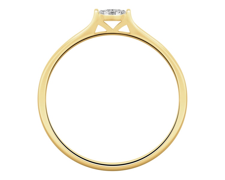Pierścionek  z żółtego złota z diamentami - 0,02 ct - próba 375