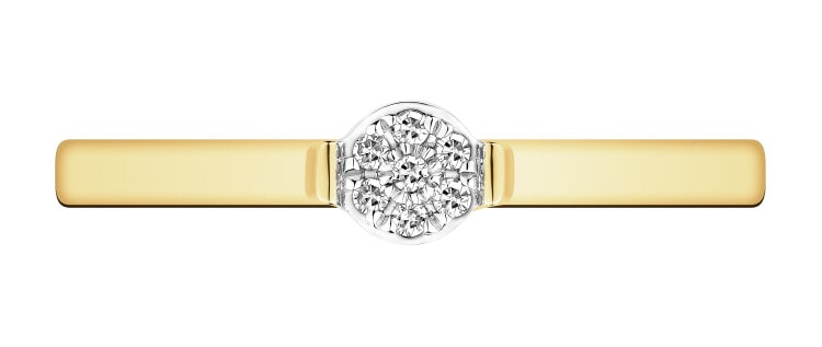 Pierścionek  z żółtego złota z diamentami - 0,02 ct - próba 375