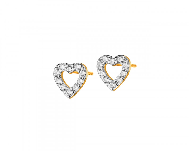 14ct Rhodium-Plated Yellow Gold Earrings with Cubic Zirconia