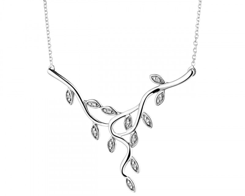 14ct White Gold Necklace with Diamonds 0,04 ct - fineness 14 K