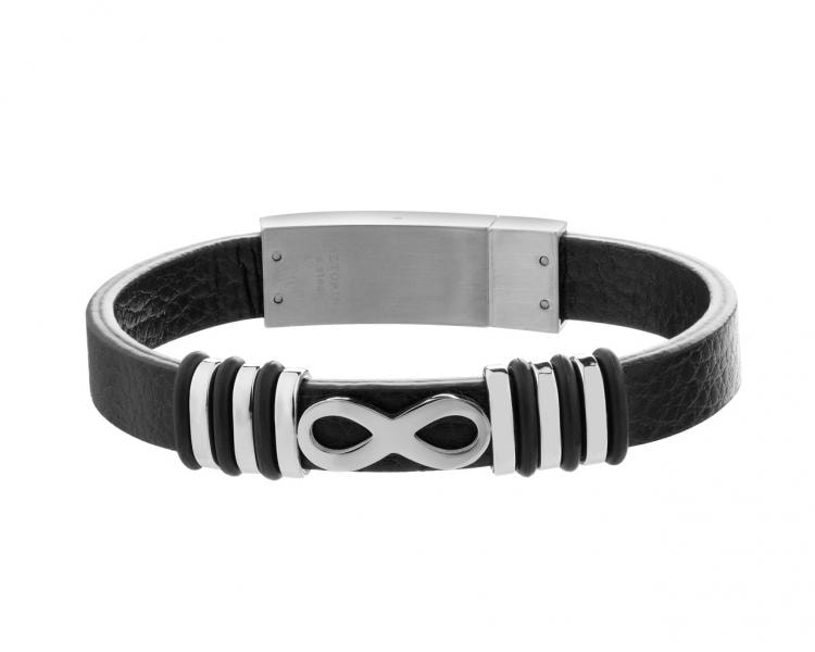Stainless Steel, Leather, Rubber Bracelet