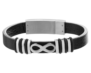 Stainless Steel, Leather, Rubber Bracelet 