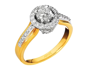 Yellow and white gold ring with diamonds 0,74 ct - fineness 14 K