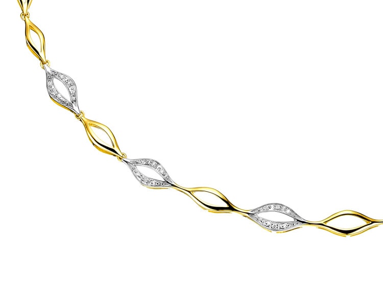 14ct Yellow Gold Necklace with Diamonds 0,10 ct - fineness 14 K