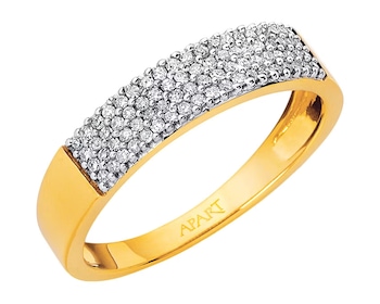 Yellow gold ring with diamonds 0,24 ct - fineness 14 K