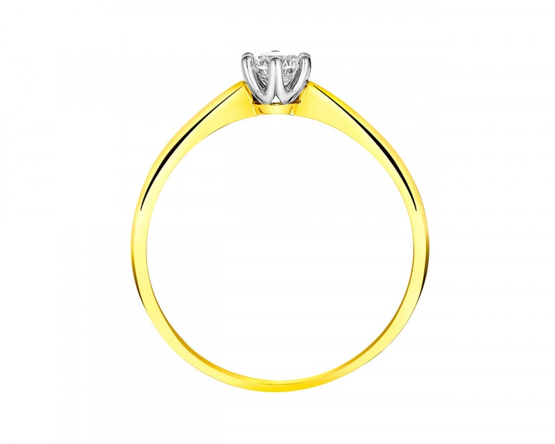Prsten ze žlutého zlata s briliantem 0,23 ct - ryzost 585