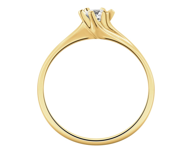 Pierścionek z żółtego złota z brylantem - SI2/H-J - 0,19 ct - próba 585