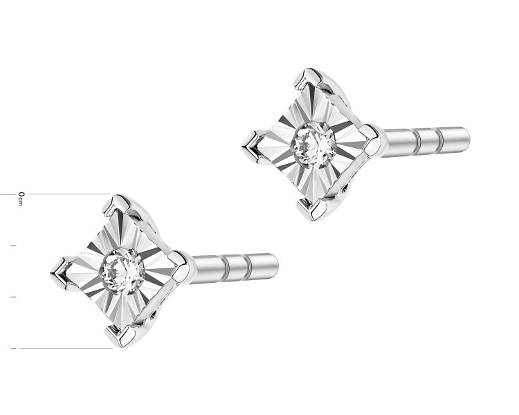 Kolczyki z białego złota z brylantami - 0,02 ct - próba 375