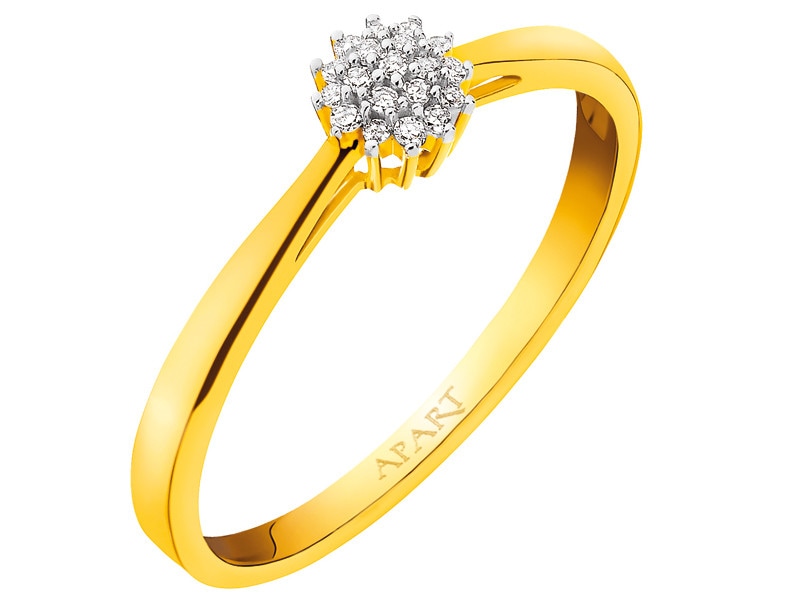 Yellow gold ring with diamonds 0,05 ct - fineness 9 K