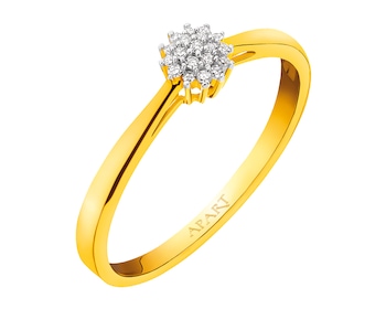 Yellow gold ring with diamonds 0,05 ct - fineness 9 K