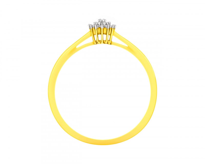 Yellow gold ring with diamonds 0,04 ct - fineness 9 K