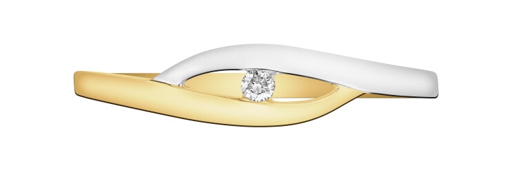 Pierścionek z żółtego złota z brylantem - 0,02 ct - próba 585