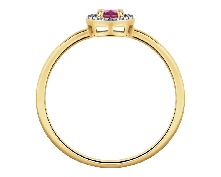 9ct Yellow Gold Ring with Diamonds - fineness 9 K