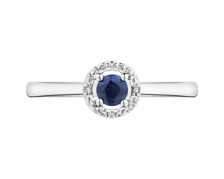 9ct White Gold Ring with Diamonds - fineness 9 K