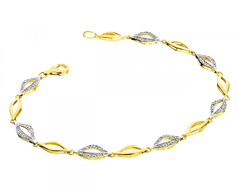 14ct Yellow Gold Bracelet with Diamonds 0,12 ct - fineness 14 K