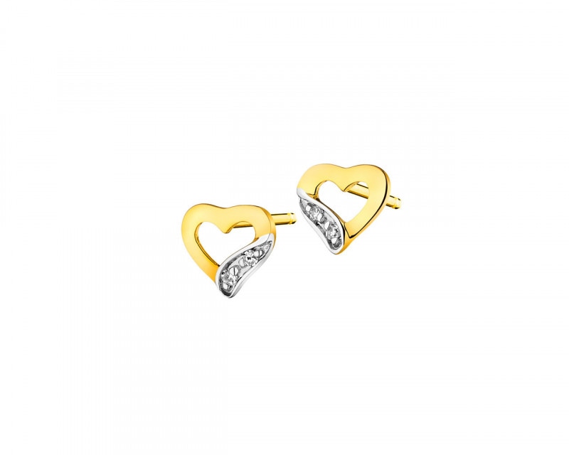 9ct Yellow Gold Earrings with Diamonds 0,008 ct - fineness 9 K