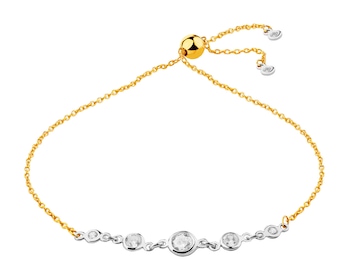 8ct Rhodium-Plated Yellow Gold Bracelet with Cubic Zirconia