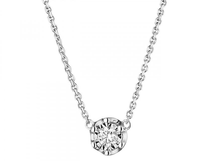 14ct White Gold Necklace with Diamond 0,05 ct - fineness 14 K