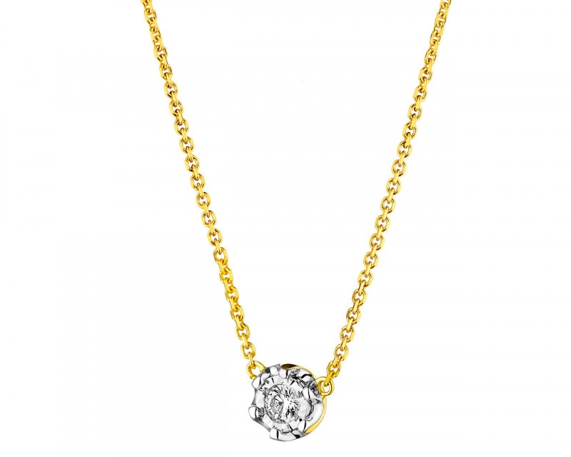 14ct Yellow Gold, White Gold Necklace with Diamond 0,05 ct - fineness 585