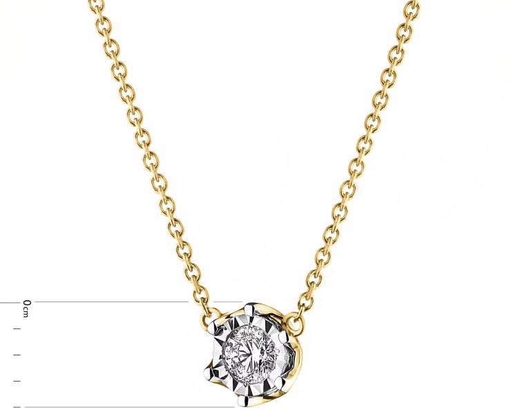 Naszyjnik z żółtego i białego złota z brylantem - 0,05 ct - próba 585
