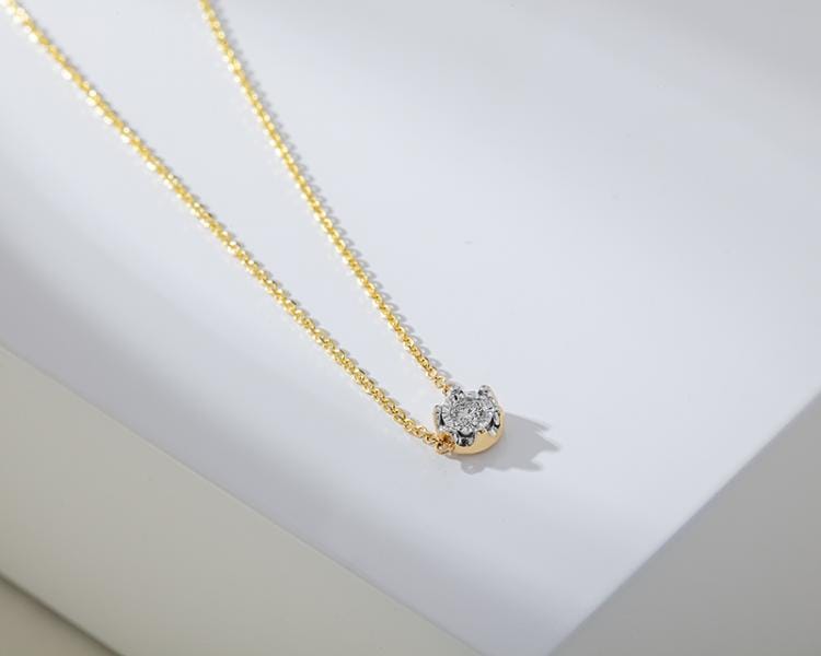 14ct Yellow Gold, White Gold Necklace with Diamond 0,05 ct - fineness 585