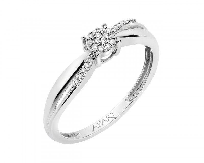 9ct White Gold Ring with Diamonds 0,04 ct - fineness 9 K