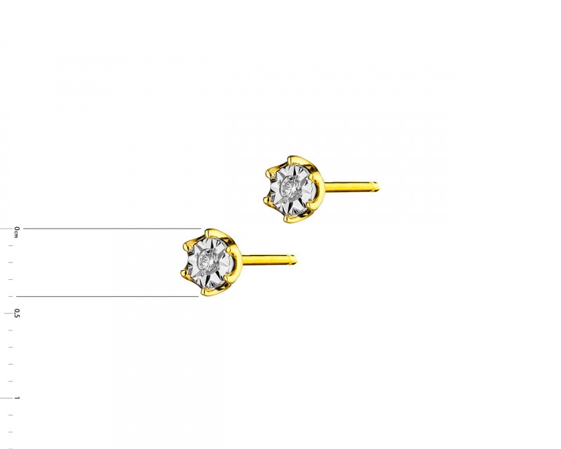 9ct Yellow Gold, White Gold Earrings with Diamonds 0,02 ct - fineness 375