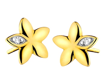 Kolczyki z żółtego złota z diamentami - kwiatki 0,008 ct - próba 375></noscript>
                    </a>
                </div>
                <div class=