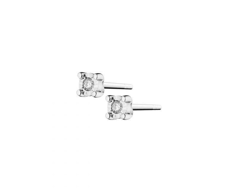 14ct White Gold Earrings with Diamonds 0,02 ct - fineness 14 K