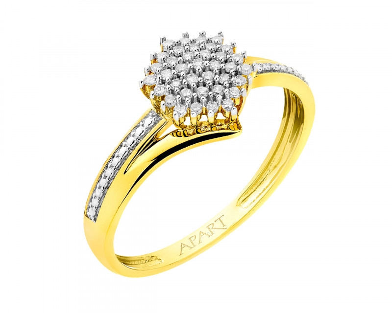 Prsten ze žlutého zlata s diamanty 0,12 ct - ryzost 585