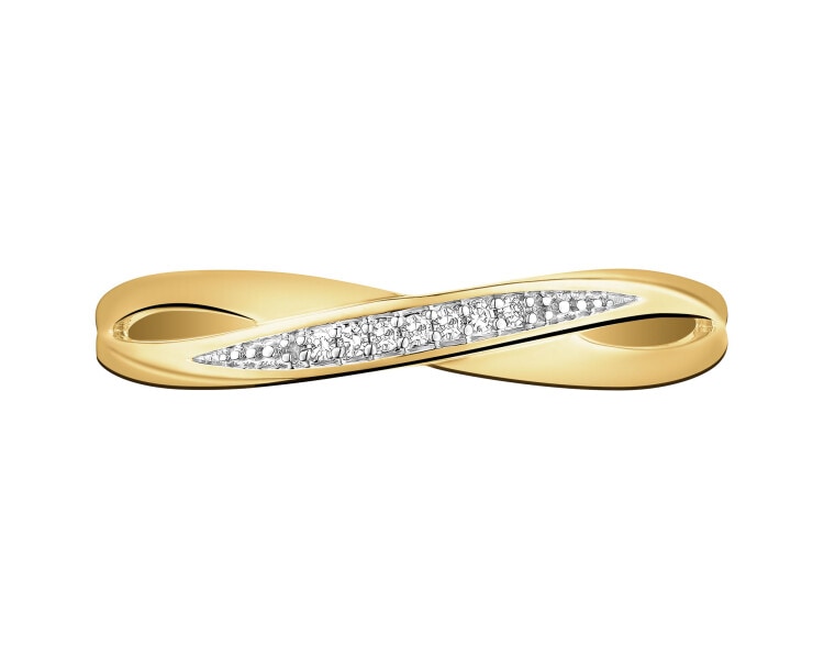 9ct Yellow Gold Ring with Diamonds - 0,02 ct - fineness 9 K