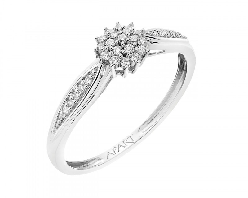 14ct White Gold Ring with Diamonds 0,15 ct - fineness 14 K