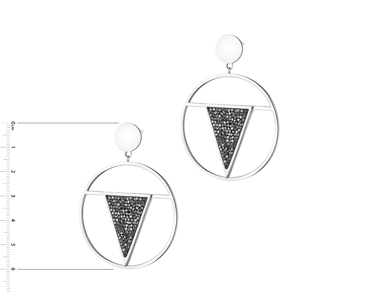Kolczyki ze stali szlachetnej z kryształami - trójkąty