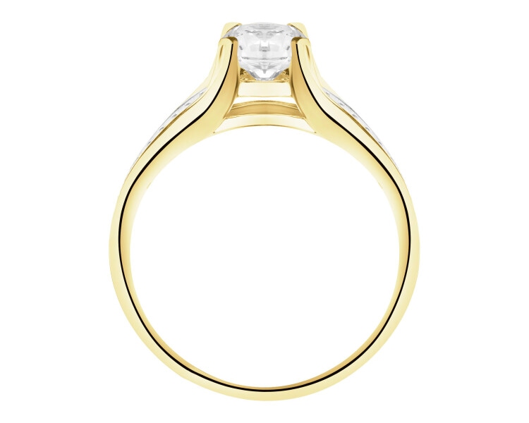 8ct Rhodium-Plated Yellow Gold Ring with Cubic Zirconia