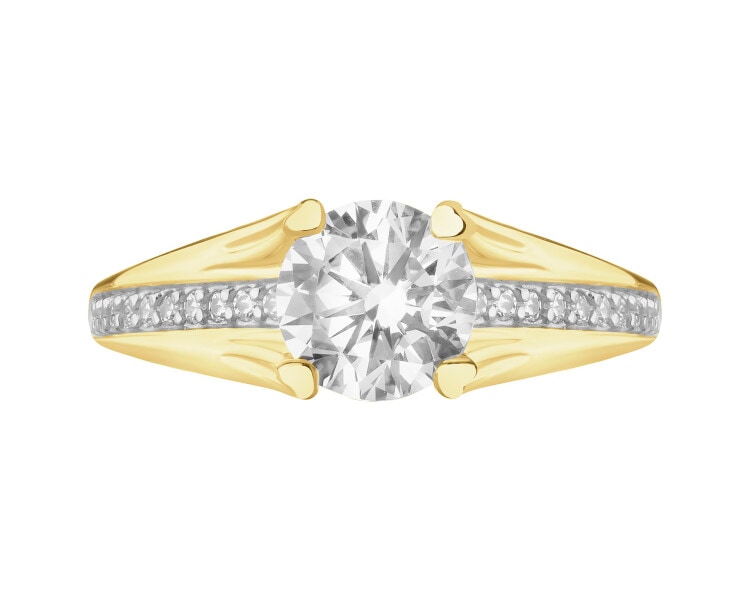 8ct Rhodium-Plated Yellow Gold Ring with Cubic Zirconia
