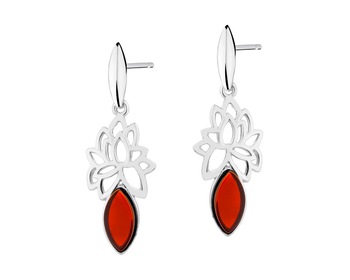 Rhodium Plated Silver Earrings with Amber></noscript>
                    </a>
                </div>
                <div class=