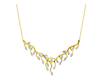 14ct Yellow Gold Necklace with Diamonds 0,09 ct - fineness 14 K