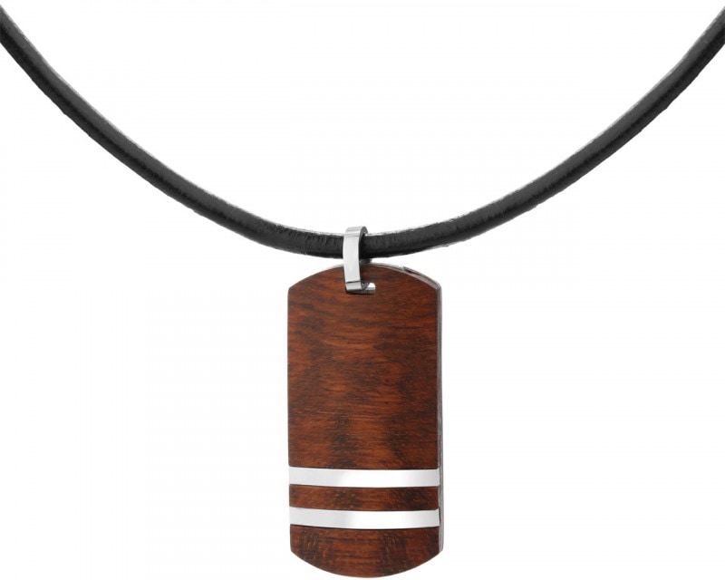 Stainless Steel Necklace with Wood