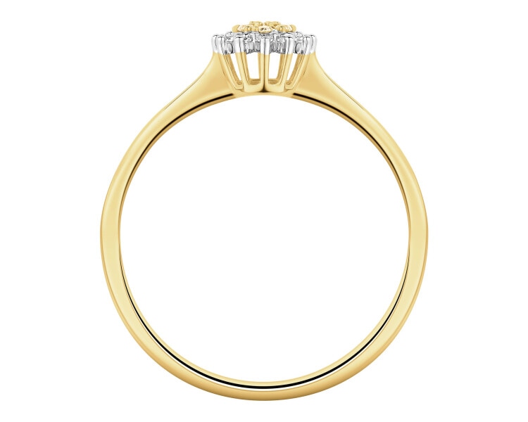9ct Yellow Gold Ring with Diamonds - 0,06 ct - fineness 9 K
