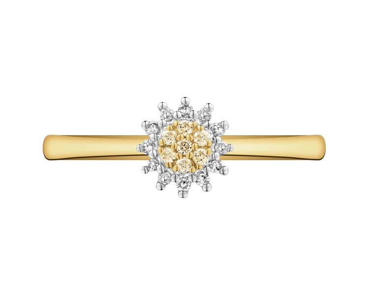 9ct Yellow Gold Ring with Diamonds - 0,06 ct - fineness 9 K