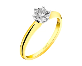 14ct Yellow Gold, White Gold Ring with Diamonds 0,15 ct - fineness 14 K