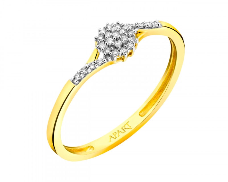 9ct Yellow Gold Ring with Diamonds 0,06 ct - fineness 9 K
