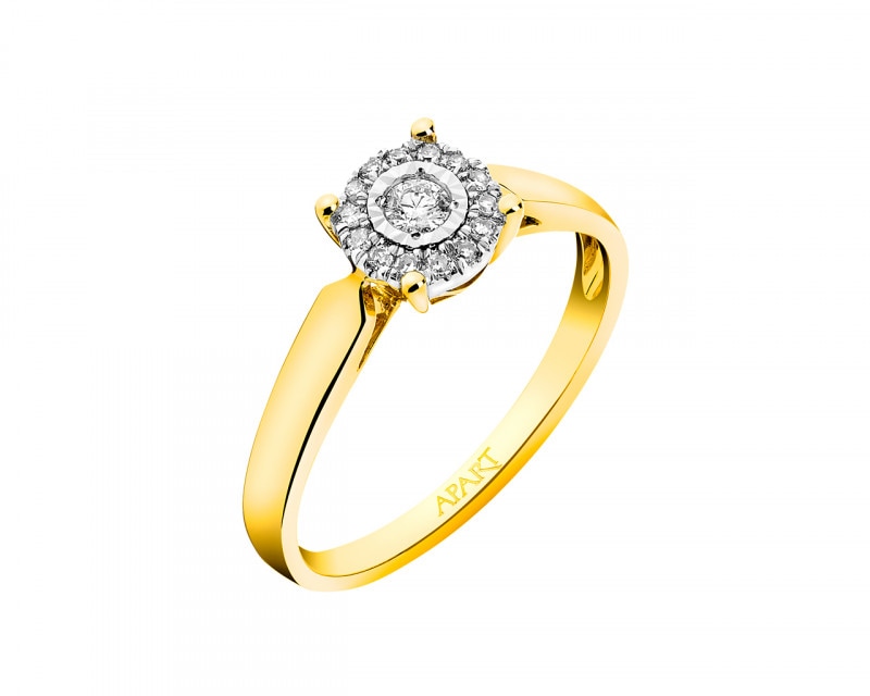 14ct Yellow Gold, White Gold Ring with Diamonds 0,11 ct - fineness 585