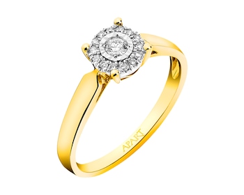 14ct Yellow Gold, White Gold Ring with Diamonds 0,11 ct - fineness 14 K
