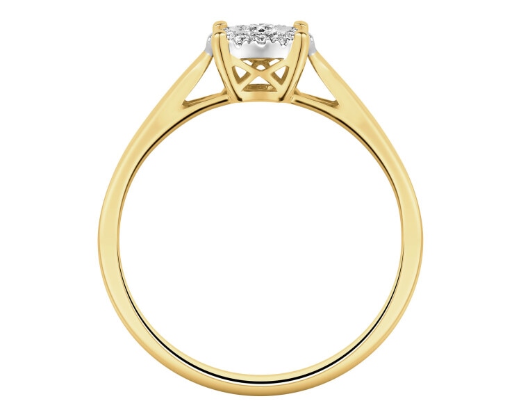 14ct Yellow Gold, White Gold Ring with Diamonds - 0,11 ct - fineness 585