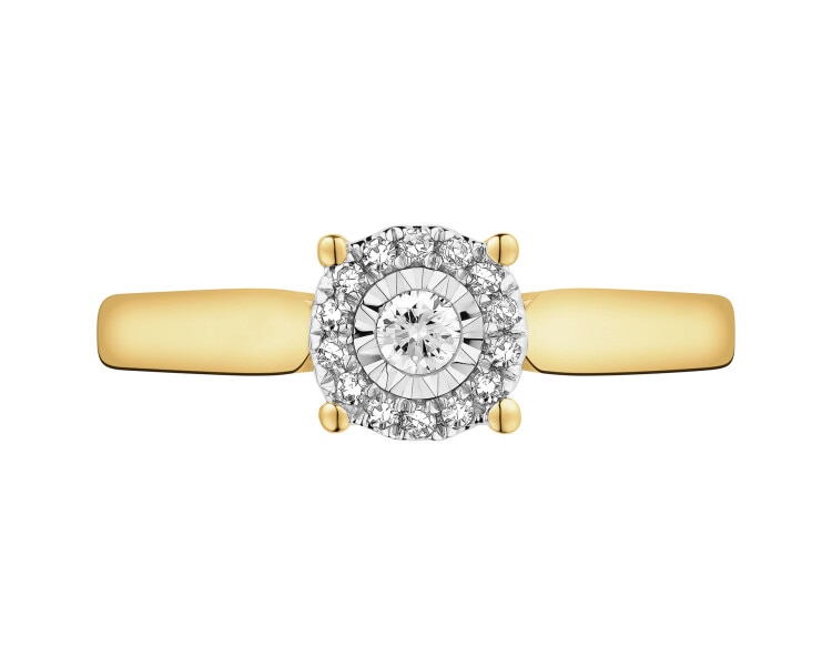 14ct Yellow Gold, White Gold Ring with Diamonds - 0,11 ct - fineness 585