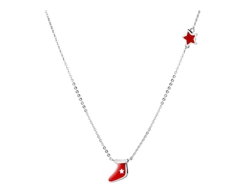 Stříbrný náhrdelník se smaltem - vánoční punčocha, hvězda